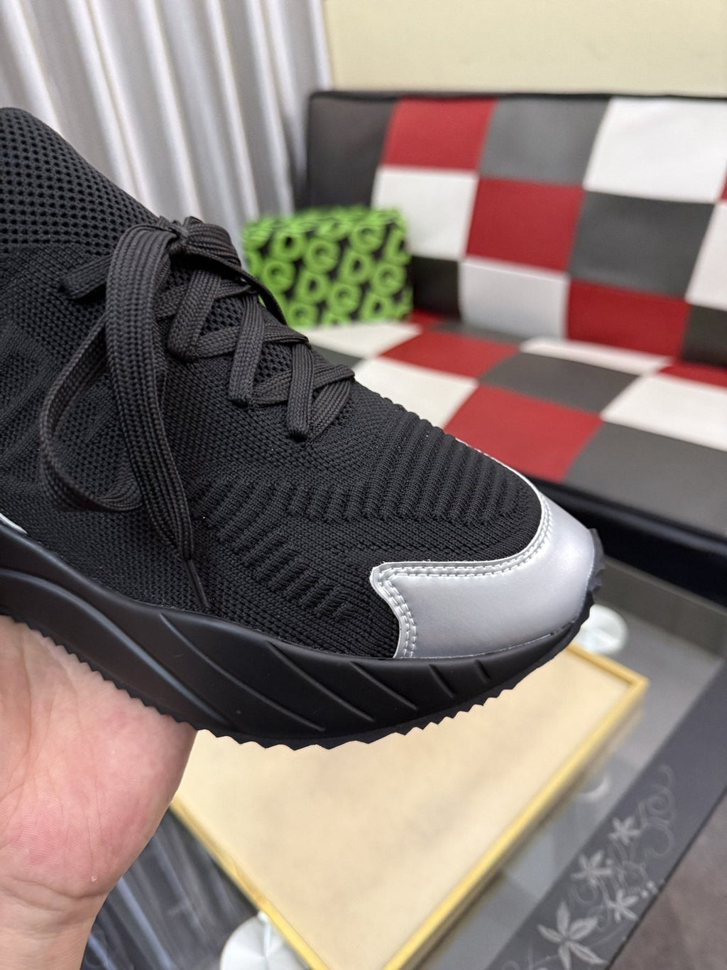Dolce & Gabbana Black Sneakers with Silver Accents — detail