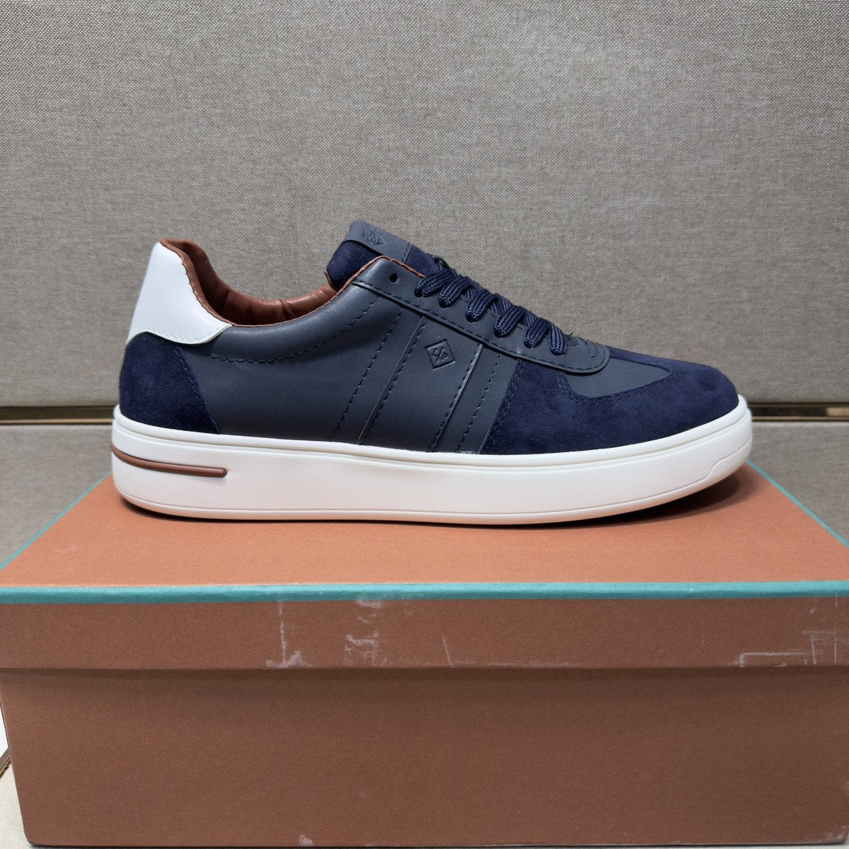 Loro Piana Navy Panel Low-Top Sneakers — side