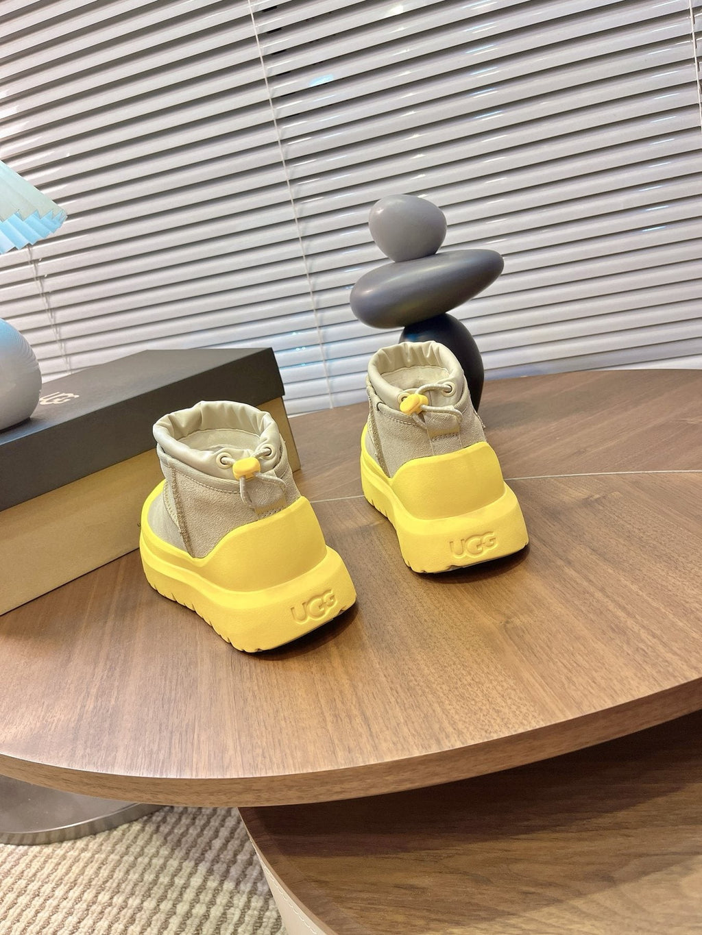 UGG Contrast-Toe Drawstring Ankle Boots — back