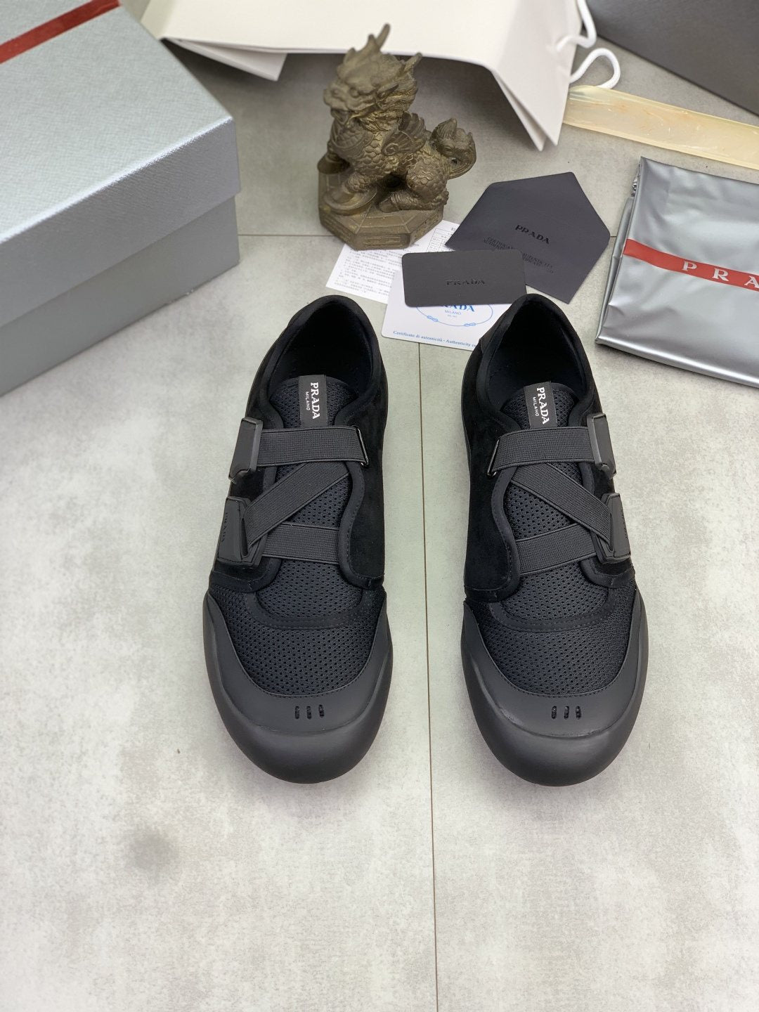 Prada Cross-Strap Low-Top Sneakers — front