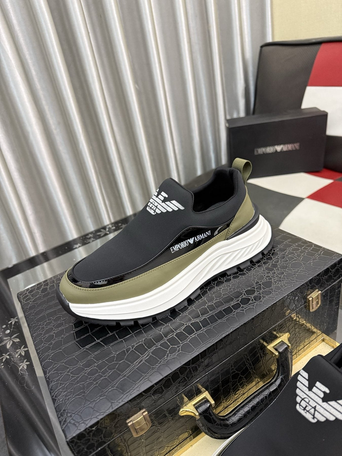 Armani Paneled Slip-On Sneakers — front