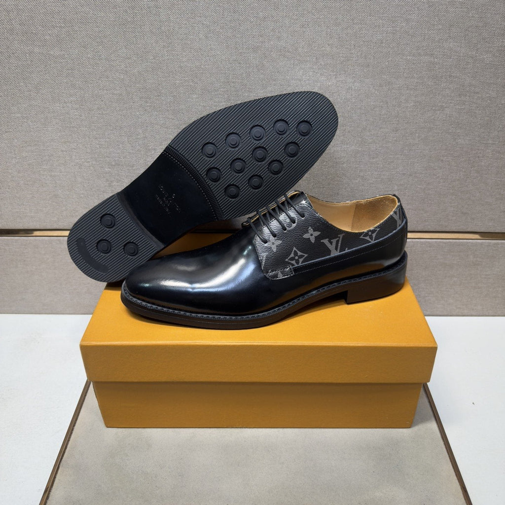 Louis Vuitton Patterned-Panel Lace-Up Dress Shoes — side
