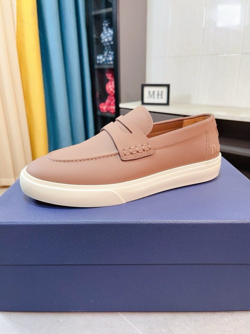 Dior Contrast-Sole Strap Loafers — front