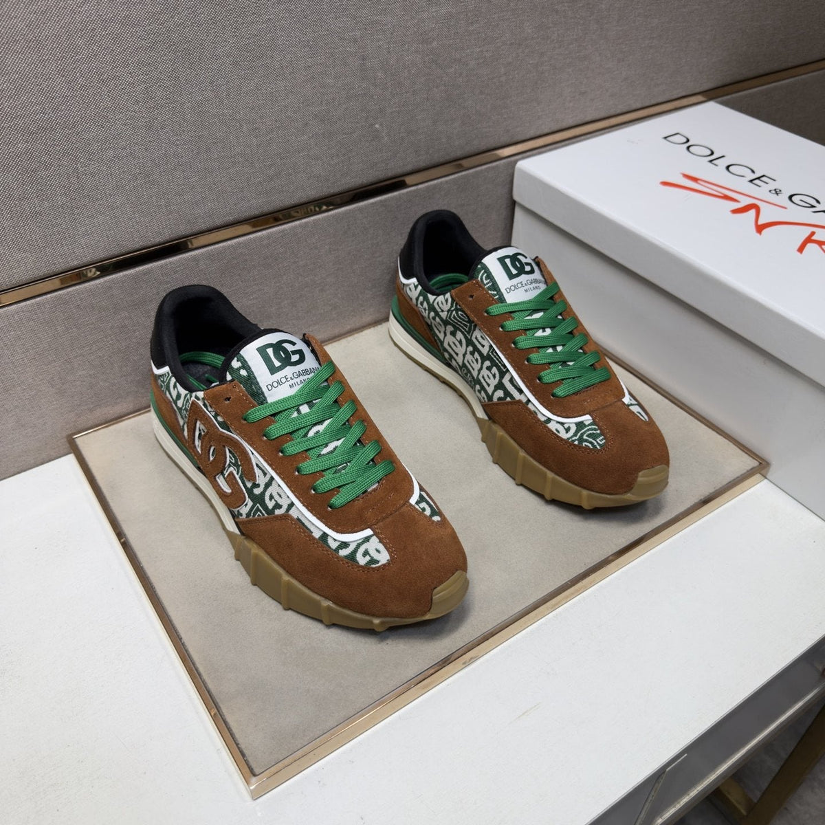 Dolce & Gabbana Patterned Panel Low-Top Sneakers — front