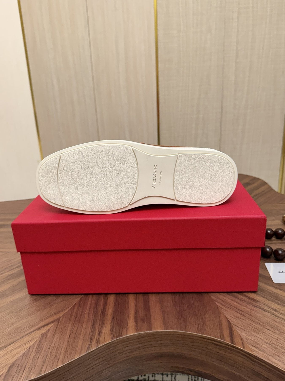 Salvatore Ferragamo Men's Strap-Detail Slip-On Shoes — detail