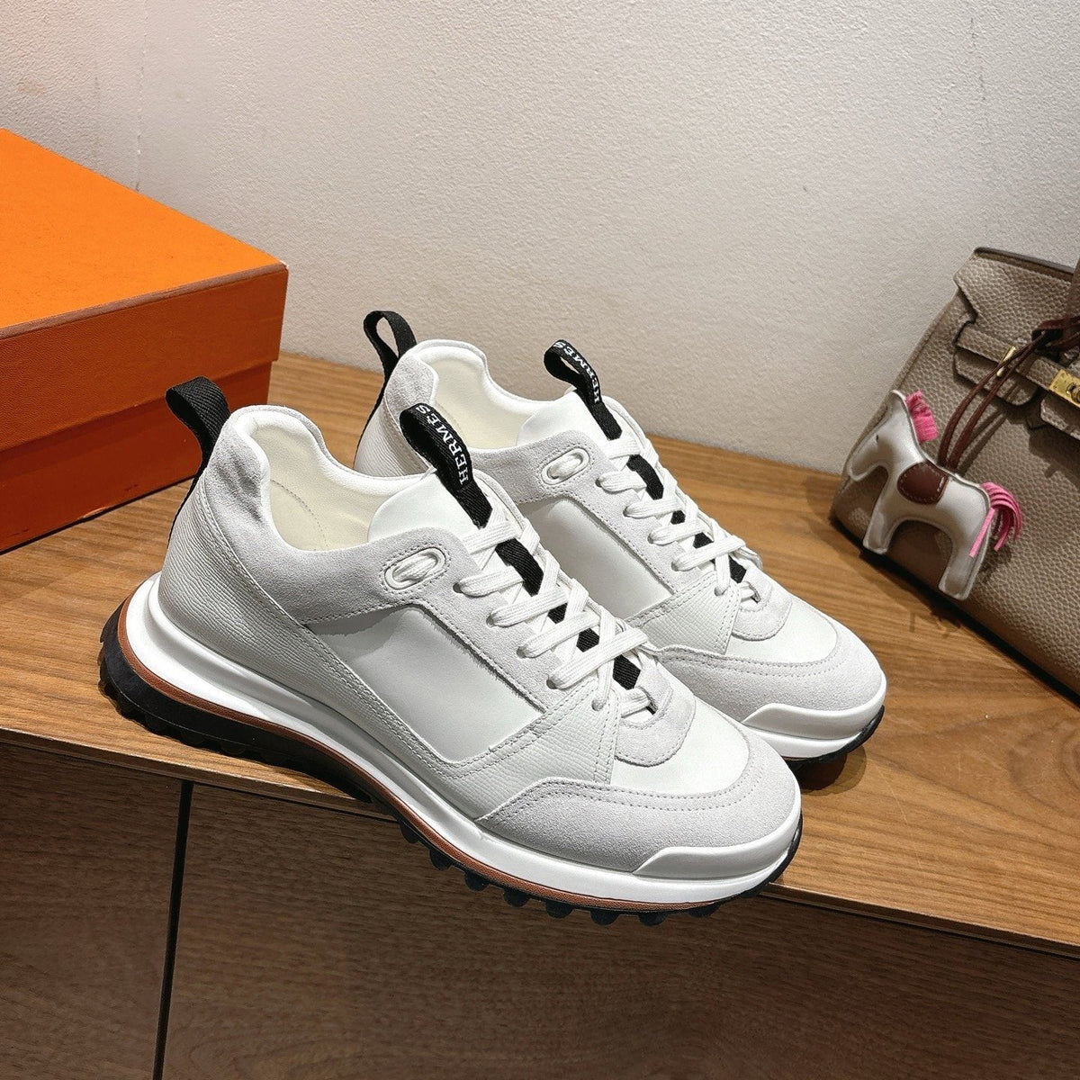 Hermès Paneled Low-Top Sneakers — front